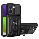 For vivo Y36 5G / 4G Global Sliding Camshield TPU+PC Phone Case with Card Slot(Black) - 1