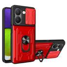 For vivo Y36 5G / 4G Global Sliding Camshield TPU+PC Phone Case with Card Slot(Red) - 1