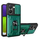 For vivo Y36 5G / 4G Global Sliding Camshield TPU+PC Phone Case with Card Slot(Dark Green) - 1