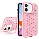 For iPhone 11 Honeycomb Radiating Lens Holder Magsafe Phone Case(Pink) - 1