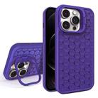 For iPhone 12 Pro Honeycomb Radiating Lens Holder Magsafe Phone Case(Purple) - 1