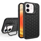 For iPhone 12 Honeycomb Radiating Lens Holder Magsafe Phone Case(Black) - 1