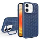 For iPhone 12 Honeycomb Radiating Lens Holder Magsafe Phone Case(Blue) - 1