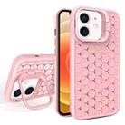 For iPhone 12 Honeycomb Radiating Lens Holder Magsafe Phone Case(Pink) - 1