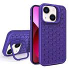 For iPhone 13 Honeycomb Radiating Lens Holder Magsafe Phone Case(Purple) - 1