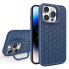 For iPhone 14 Pro Max Honeycomb Radiating Lens Holder Magsafe Phone Case(Blue) - 1