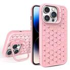 For iPhone 14 Pro Honeycomb Radiating Lens Holder Magsafe Phone Case(Pink) - 1