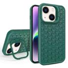 For iPhone 14 Plus Honeycomb Radiating Lens Holder Magsafe Phone Case(Green) - 1