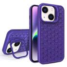 For iPhone 14 Plus Honeycomb Radiating Lens Holder Magsafe Phone Case(Purple) - 1