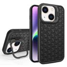 For iPhone 14 Honeycomb Radiating Lens Holder Magsafe Phone Case(Black) - 1