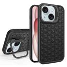 For iPhone 15 Honeycomb Radiating Lens Holder Magsafe Phone Case(Black) - 1