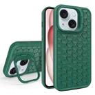 For iPhone 15 Honeycomb Radiating Lens Holder Magsafe Phone Case(Green) - 1