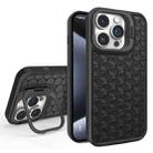 For iPhone 15 Pro Honeycomb Radiating Lens Holder Magsafe Phone Case(Black) - 1