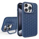 For iPhone 15 Pro Honeycomb Radiating Lens Holder Magsafe Phone Case(Blue) - 1