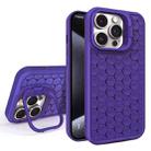 For iPhone 15 Pro Honeycomb Radiating Lens Holder Magsafe Phone Case(Purple) - 1