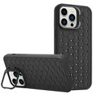 For iPhone 16 Pro Max Honeycomb Radiating Lens Holder Magsafe Phone Case(Black) - 1