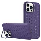 For iPhone 16 Pro Max Honeycomb Radiating Lens Holder Magsafe Phone Case(Purple) - 1