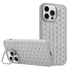 For iPhone 16 Pro Max Honeycomb Radiating Lens Holder Magsafe Phone Case(Grey) - 1