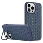 For iPhone 16 Pro Honeycomb Radiating Lens Holder Magsafe Phone Case(Blue) - 1