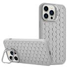 For iPhone 16 Pro Honeycomb Radiating Lens Holder Magsafe Phone Case(Grey) - 1