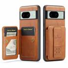 For Google Pixel 8 Fierre Shann Oil Wax Cow Leather Card Holder Back Phone Case(Brown) - 1