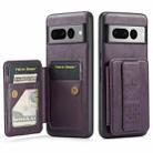 For Google Pixel 7 Pro Fierre Shann Oil Wax Cow Leather Card Holder Back Phone Case(Purple) - 1