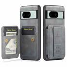 For Google Pixel 7 Fierre Shann Oil Wax Cow Leather Card Holder Back Phone Case(Grey) - 1