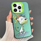 For iPhone 15 Pro Dual-sided IMD Animal Graffiti TPU + PC Phone Case(Melting White Green Dog) - 1