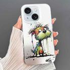 For iPhone 15 Plus Dual-sided IMD Animal Graffiti TPU + PC Phone Case(Melting Green Orange Dog) - 1