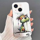 For iPhone 14 Plus Dual-sided IMD Animal Graffiti TPU + PC Phone Case(Melting Green Orange Dog) - 1