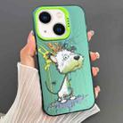 For iPhone 14 Plus Dual-sided IMD Animal Graffiti TPU + PC Phone Case(Melting White Green Dog) - 1