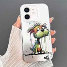 For iPhone 12 Dual-sided IMD Animal Graffiti TPU + PC Phone Case(Melting Green Orange Dog) - 1