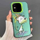 For iPhone X / XS Dual-sided IMD Animal Graffiti TPU + PC Phone Case(Melting White Green Dog) - 1