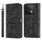 For Xiaomi Redmi Note 13 5G Life Tree Embossing Pattern Leather Phone Case(Black) - 1