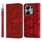 For Xiaomi Redmi Note 13 Pro 4G Life Tree Embossing Pattern Leather Phone Case(Red) - 1