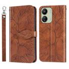 For Xiaomi Redmi 13C 4G / 5G Life Tree Embossing Pattern Leather Phone Case(Brown) - 1