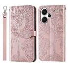 For Xiaomi Redmi Note 13 Pro+ Life Tree Embossing Pattern Leather Phone Case(Rose Gold) - 1