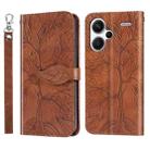 For Xiaomi Redmi Note 13 Pro+ Life Tree Embossing Pattern Leather Phone Case(Brown) - 1