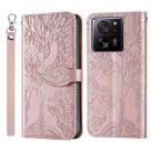 For Xiaomi 13T Life Tree Embossing Pattern Leather Phone Case(Rose Gold) - 1