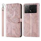 For Xiaomi Poco X6 Pro Life Tree Embossing Pattern Leather Phone Case(Rose Gold) - 1