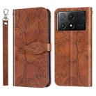 For Xiaomi Poco X6 Pro Life Tree Embossing Pattern Leather Phone Case(Brown) - 1