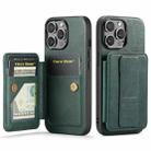 For iPhone 15 Pro Max Fierre Shann Oil Wax Cow Leather Card Holder Back Phone Case(Green) - 1