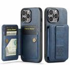 For iPhone 15 Pro Max Fierre Shann Oil Wax Cow Leather Card Holder Back Phone Case(Blue) - 1