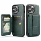 For iPhone 14 Pro Max Fierre Shann Oil Wax Cow Leather Card Holder Back Phone Case(Green) - 1