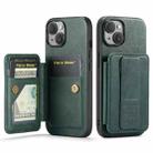 For iPhone 13 Fierre Shann Oil Wax Cow Leather Card Holder Back Phone Case(Green) - 1