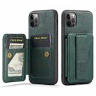 For iPhone 11 Pro Max Fierre Shann Oil Wax Cow Leather Card Holder Back Phone Case(Green) - 1