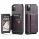 For iPhone 11 Pro Max Fierre Shann Oil Wax Cow Leather Card Holder Back Phone Case(Purple) - 1