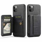 For iPhone 11 Pro Fierre Shann Oil Wax Cow Leather Card Holder Back Phone Case(Black) - 1