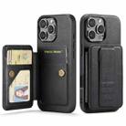 For iPhone 16 Pro Max Fierre Shann Oil Wax Cow Leather Card Holder Back Phone Case(Black) - 1