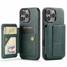 For iPhone 16 Pro Max Fierre Shann Oil Wax Cow Leather Card Holder Back Phone Case(Green) - 1